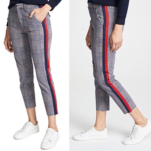 SHAKER PREP PLAID FRAY CROP PANTS JEANS - Picture 2 of 6